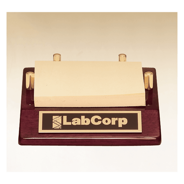 4 1/2" x 3 7/8" Rosewood Piano Finish Post-It Note Holder with Black Plate