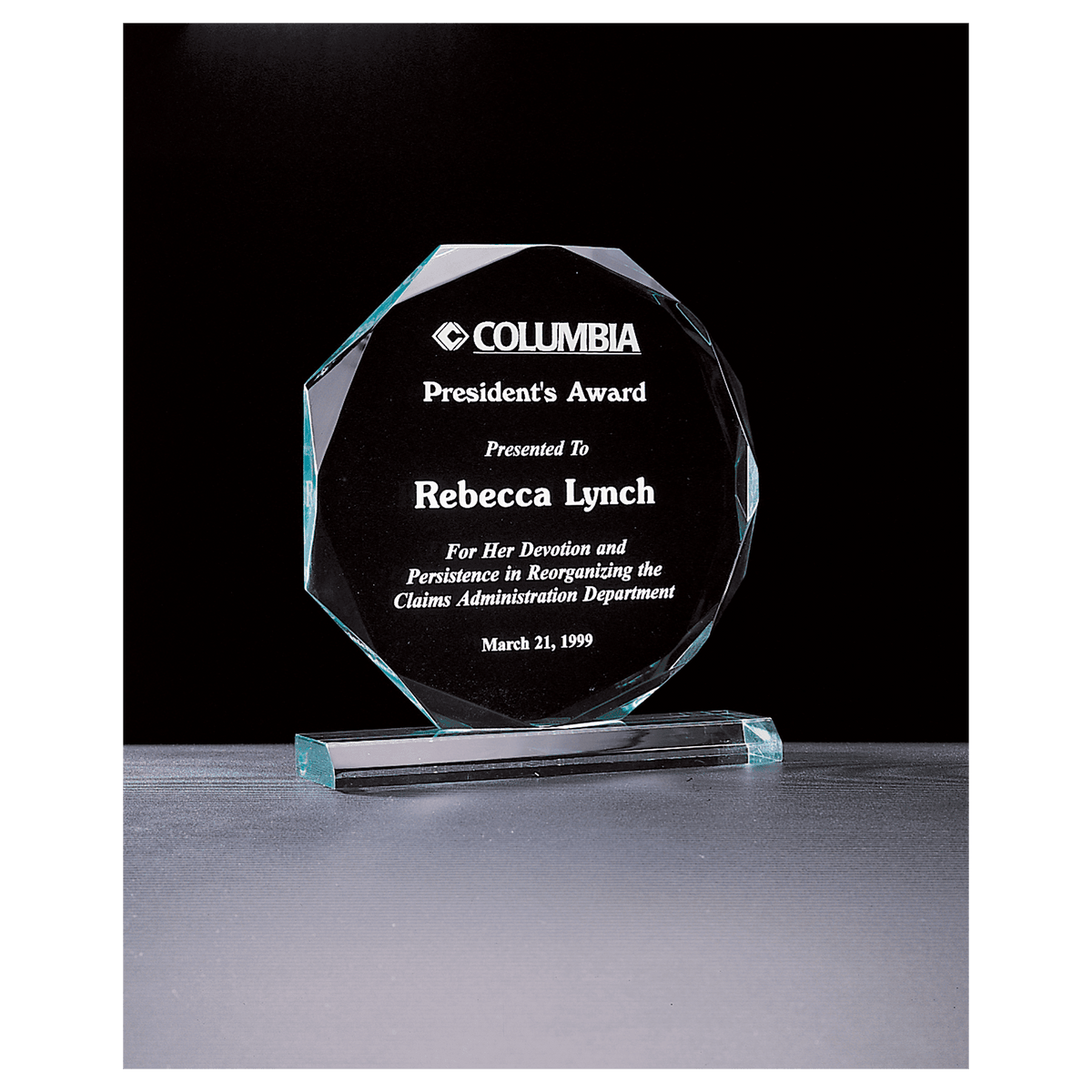 7" x 7 3/4" Octagon Series Jade Acrylic Award