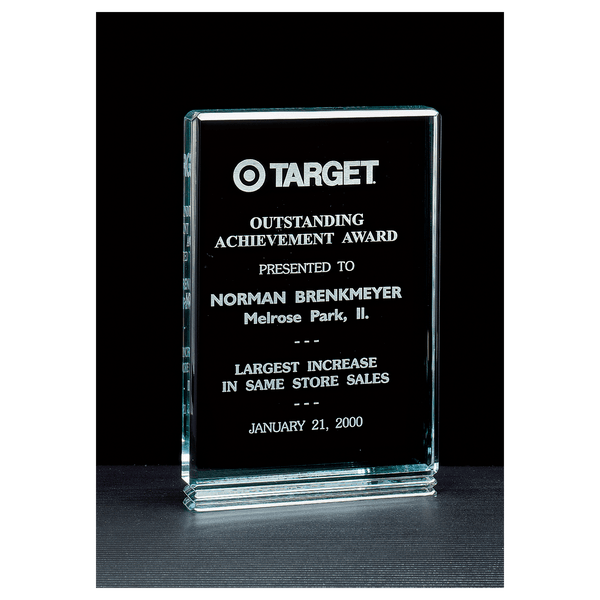 5" x 7 1/2" Classic Series Jade Acrylic Free Standing Award