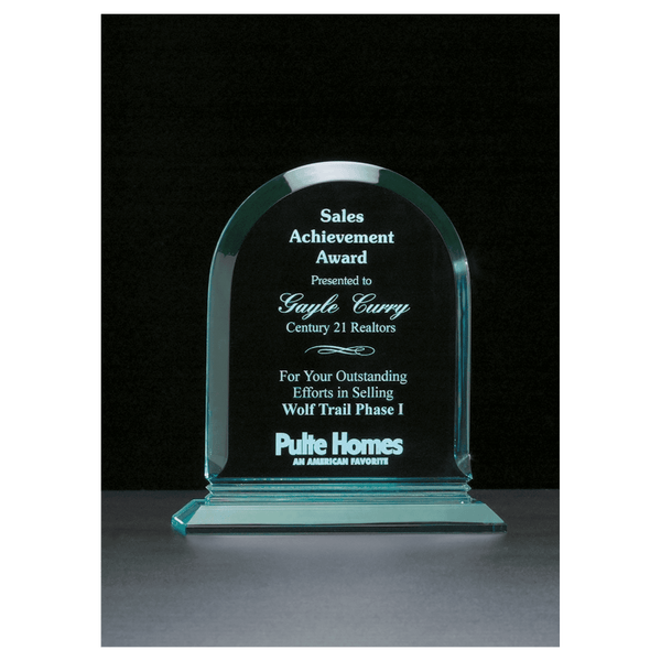 6 1/2" x 7 3/4" Arch Series Jade Acrylic Award