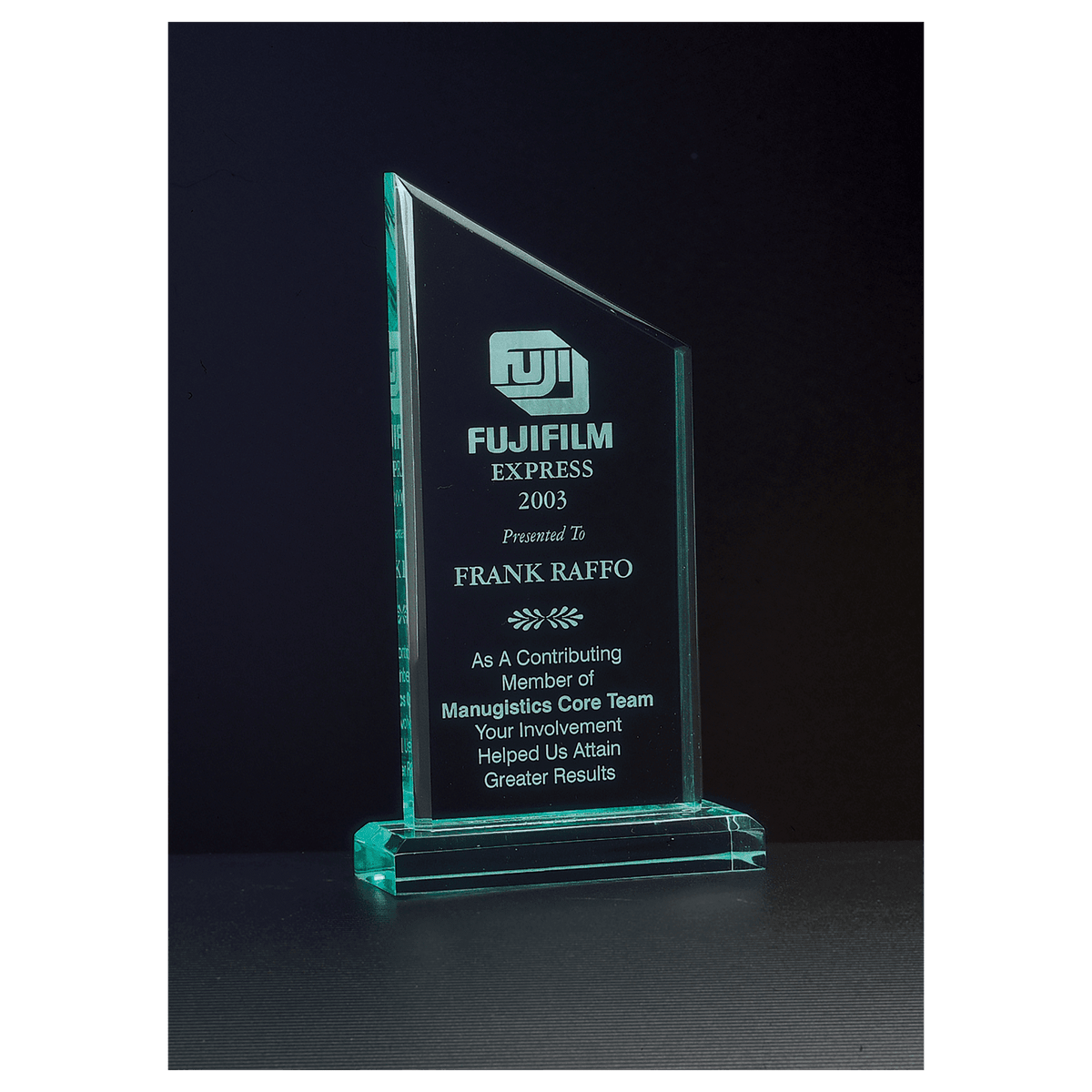 4 3/4" x 8 3/4" Zenith Series Jade Acrylic Award