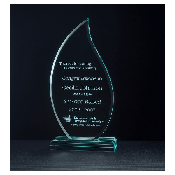 4 3/4" x 9 3/4" Flame Series Jade Acrylic Award