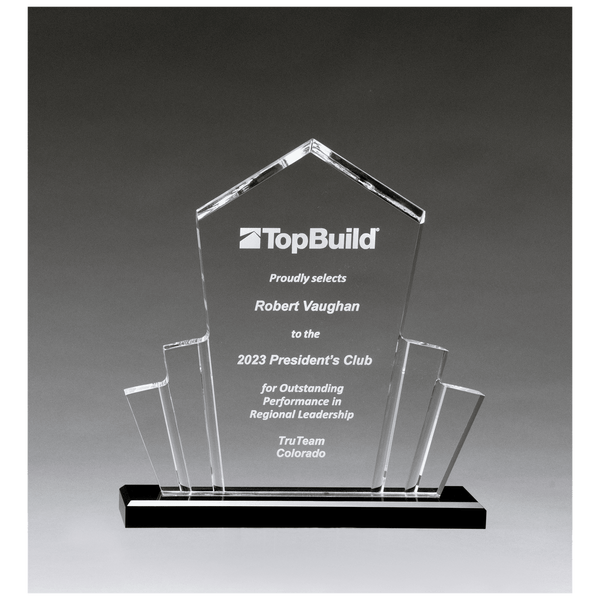 10" x 10 3/4" Large Tower Spotlight Clear Acrylic with Black Acrylic Base.