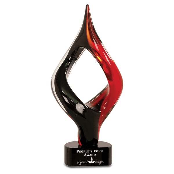 13 1/4" Red & Black Twist Art Glass