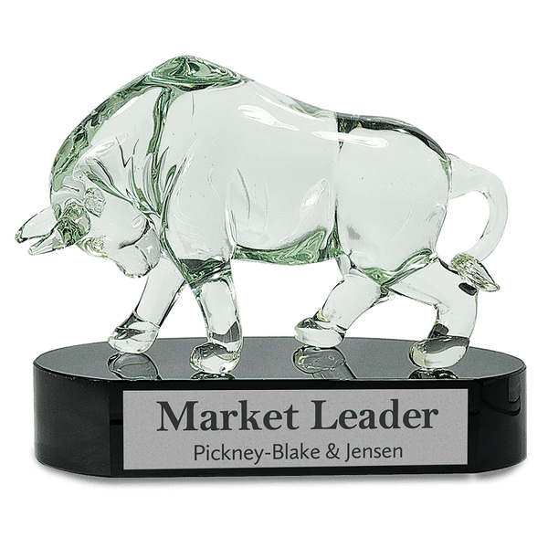 7 1/2" Clear Art Glass Bull
