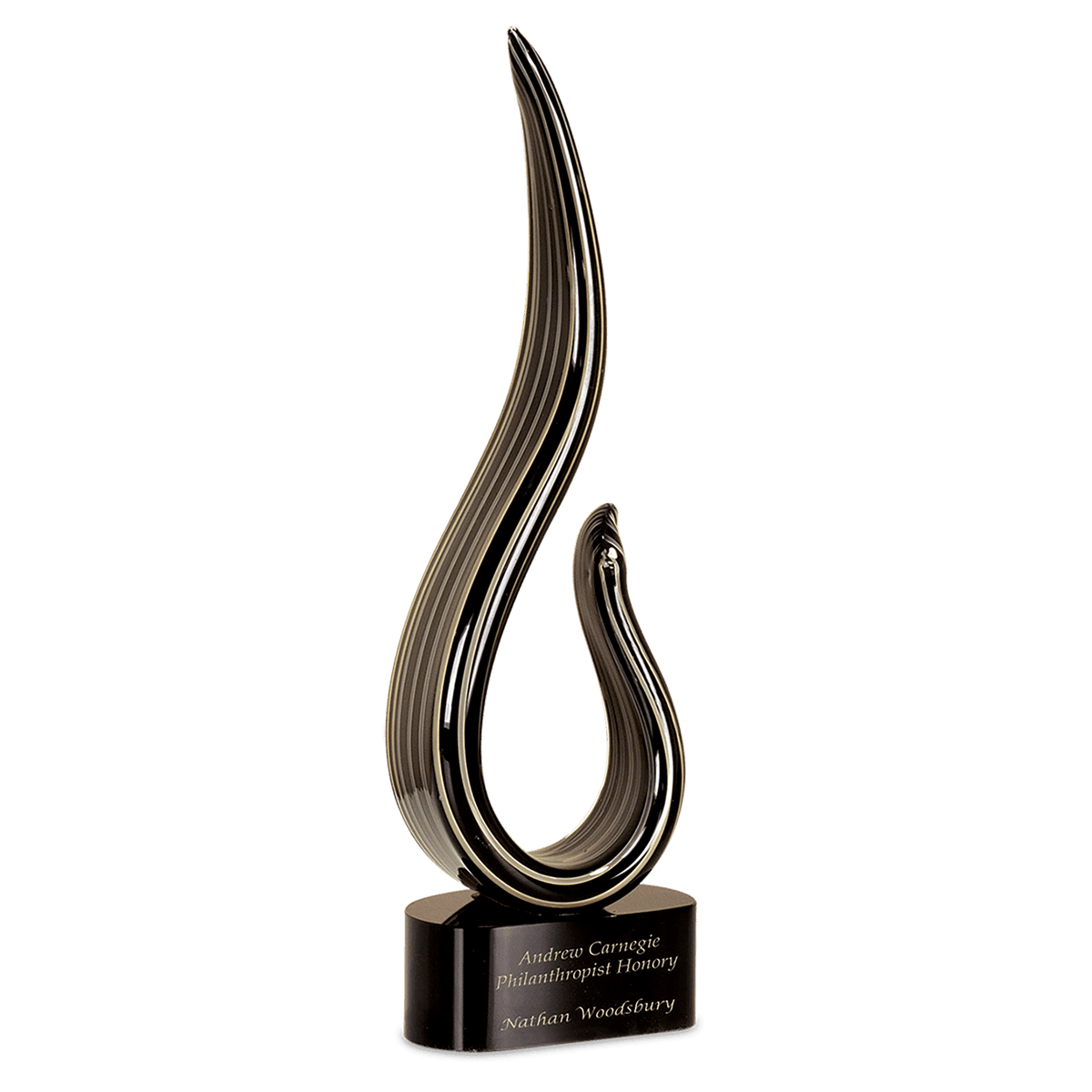 15" Black & Gold Curve Art Glass