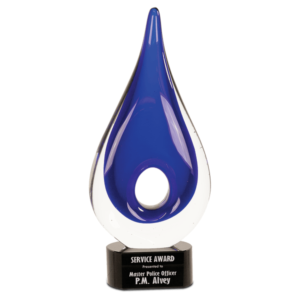 11 1/4" Blue Round Window Raindrop Art Glass