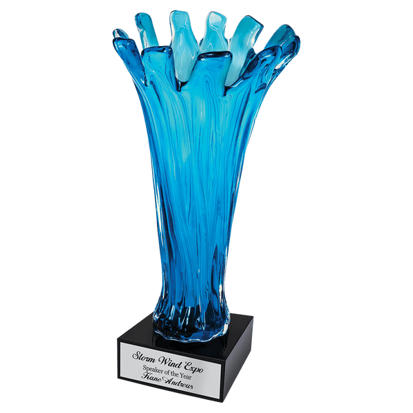 12 1/2" Blue Cup Art Glass