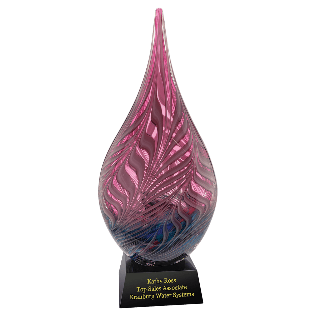 16 1/2" Multi-Color Hollow Raindrop Art Glass