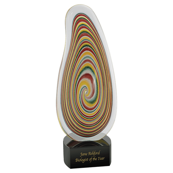 12 1/4" Multi-Color Flat Swirl Art Glass