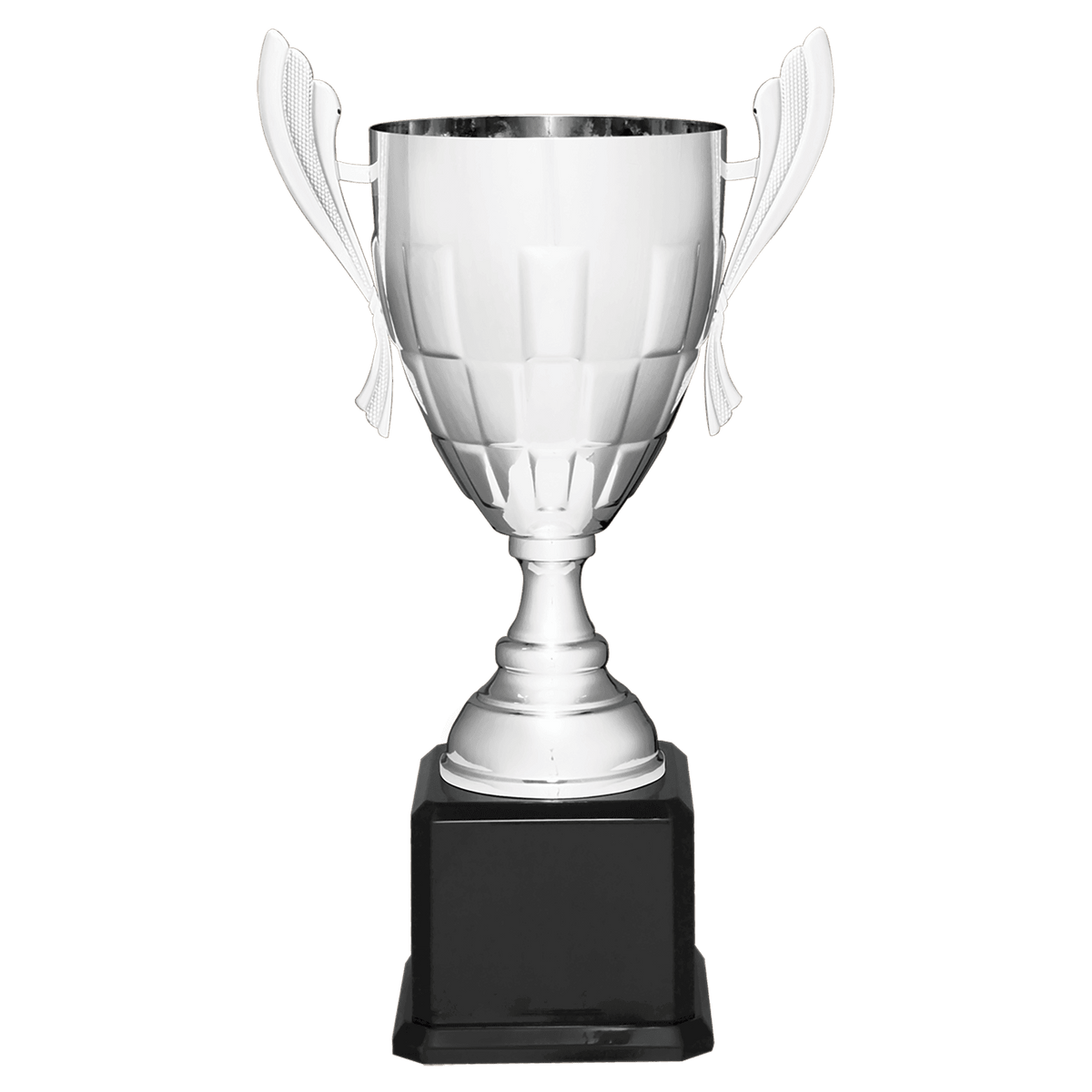 22" Silver Completed Metal Cup Trophy on Black Royal Piano Finish Base