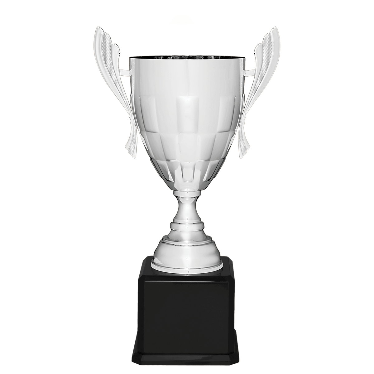 24 3/4" Silver Completed Metal Cup Trophy on Black Royal Piano Finish Base