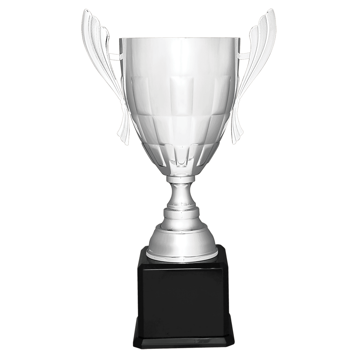 26 1/2" Silver Completed Metal Cup Trophy on Black Royal Piano Finish Base