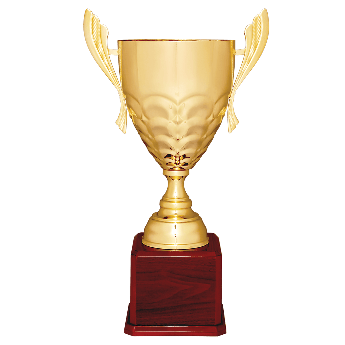 25 1/4" Gold Completed Metal Cup Trophy on Rosewood Royal Piano Finish Base