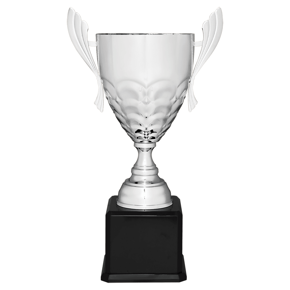 25 1/4" Silver Completed Metal Cup Trophy on Black Royal Piano Finish Base