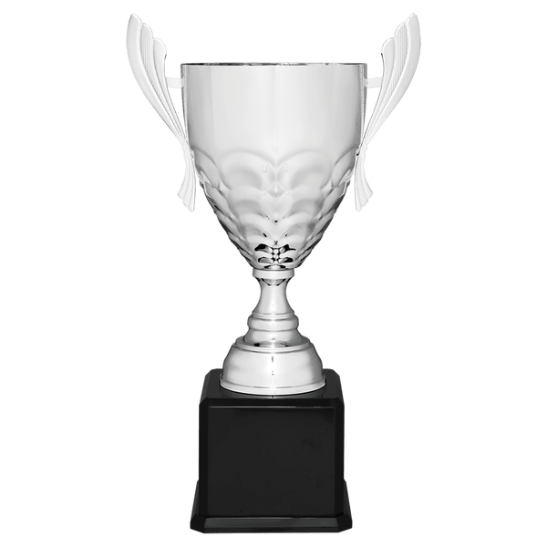 25 1/4" Silver Completed Metal Cup Trophy on Black Royal Piano Finish Base