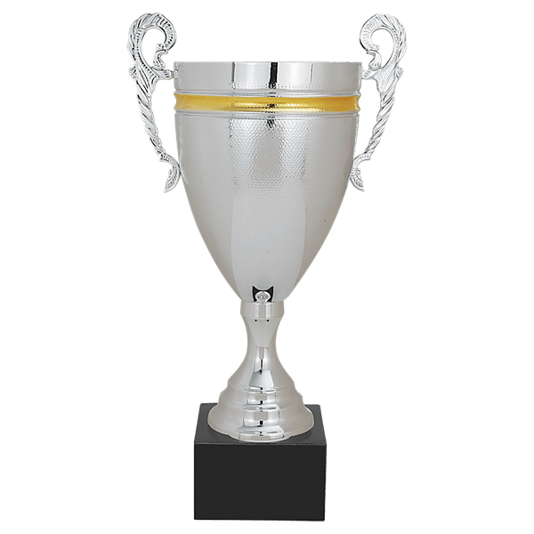 16 3/4" Silver/Gold Completed Metal Cup with Black Marble Base