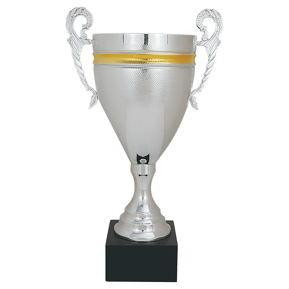 17 3/4" Silver/Gold Completed Metal Cup with Black Marble Base