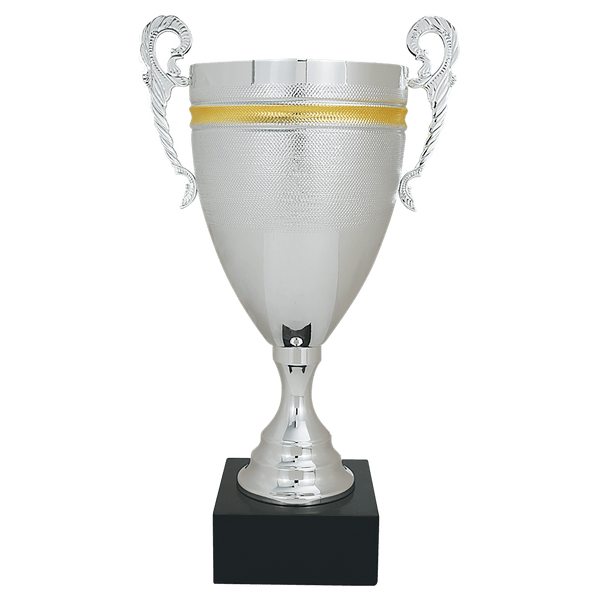 20 1/4" Silver/Gold Completed Metal Cup with Black Marble Base