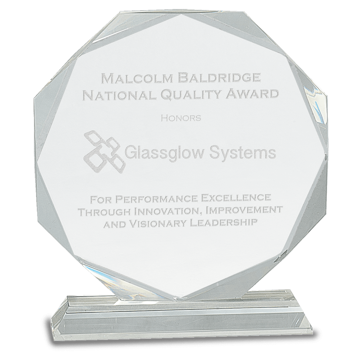 8" x 8" Clear Crystal Octagon Award