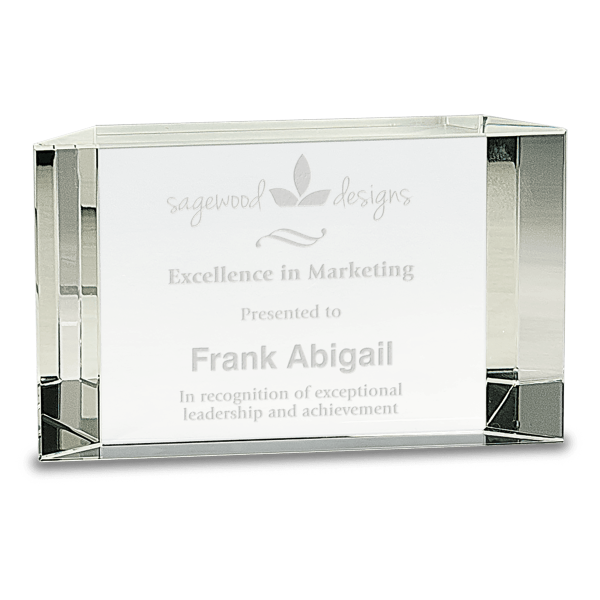 6" x 3 1/2" Clear Crystal Facet Block Award