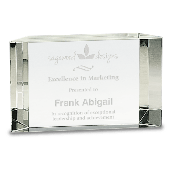 6" x 3 1/2" Clear Crystal Facet Block Award