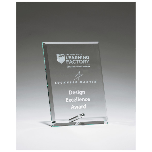 6" x 8" Clear Glass Award with Silver Plated Easel Post