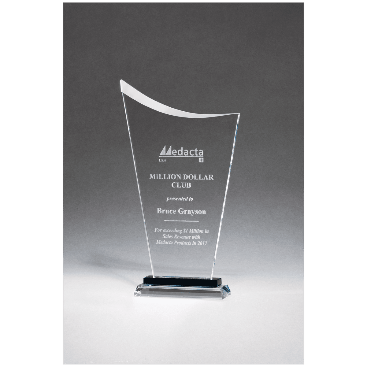 5" x 8 1/2" Contemporary Clear Glass Award with Pedestal Base