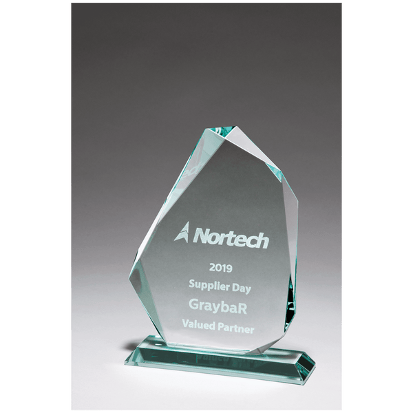 5 1/8" x 7 5/8" Iceberg Series Thick Jade Glass Award