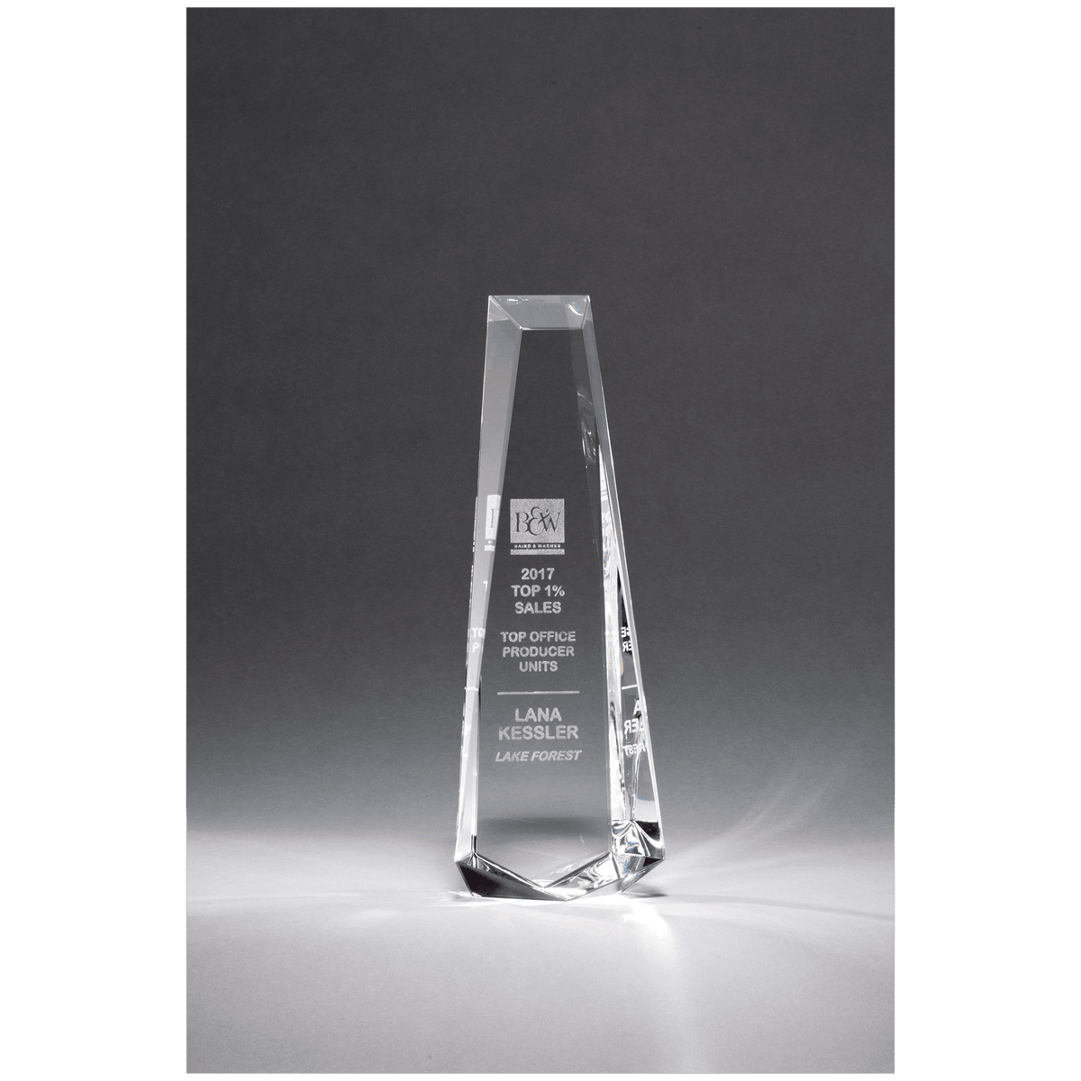 5 1/8" x 11" x 2" Crystal Obelisk