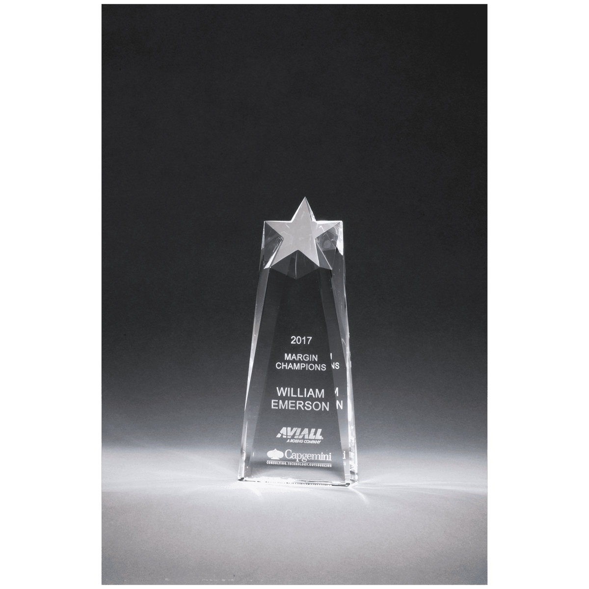 2 1/2" x 7 1/2" x 1 1/2" Star Trophy Carved From a Block of Crystal