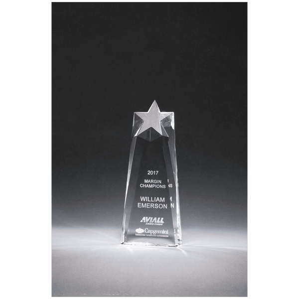 2 1/2" x 7 1/2" x 1 1/2" Star Trophy Carved From a Block of Crystal