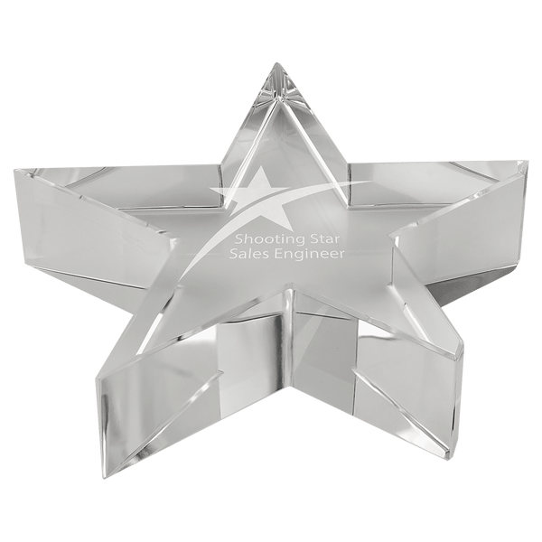 4 1/8" x 7/8" Thick Crystal Star Paperweight