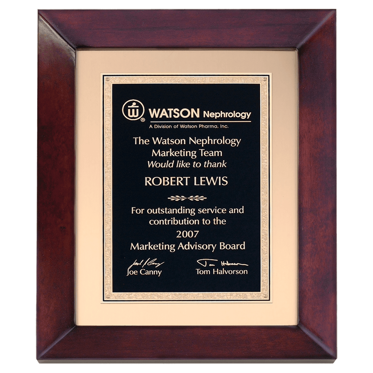 12" x 15" Wells Cherry Finish Frame wtih Gold Metal Background and Black and Gold LaserFX Florentine Border Plate
