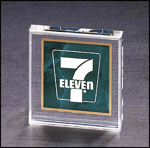3 3/4" x 3 3/4" Beveled Clear Acrylic Paperweight