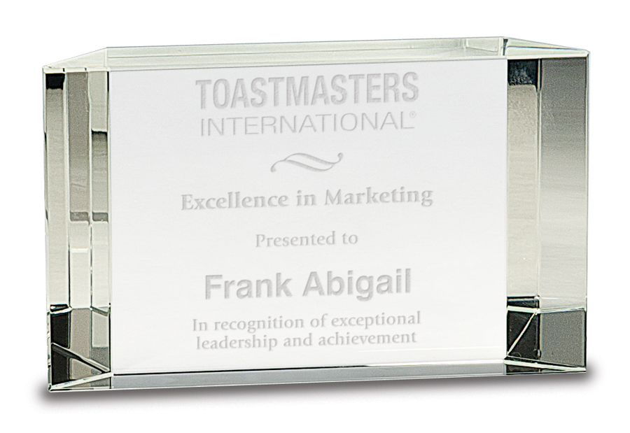 6" x 3 1/2" Clear Crystal Facet Block Award
