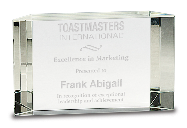 6" x 3 1/2" Clear Crystal Facet Block Award
