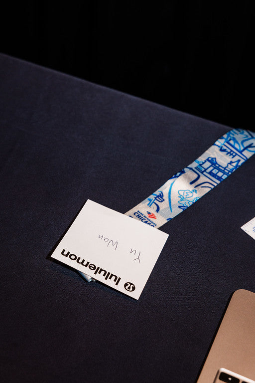 A finisher's handwritten name card waiting at the engraving bench